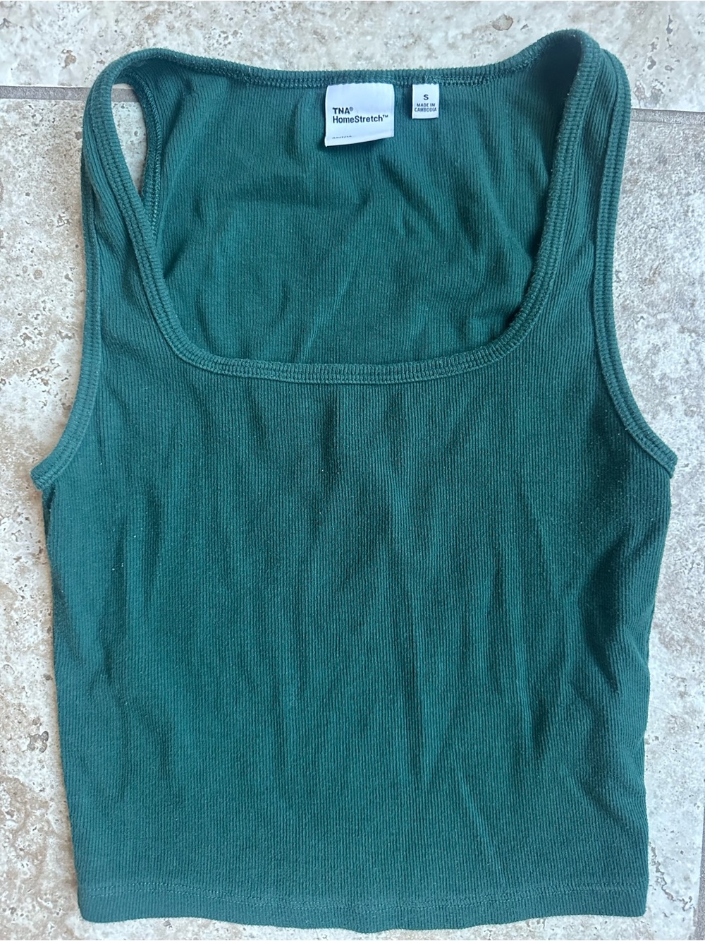 TNA Forest Green Ribbed Square Neck Tank